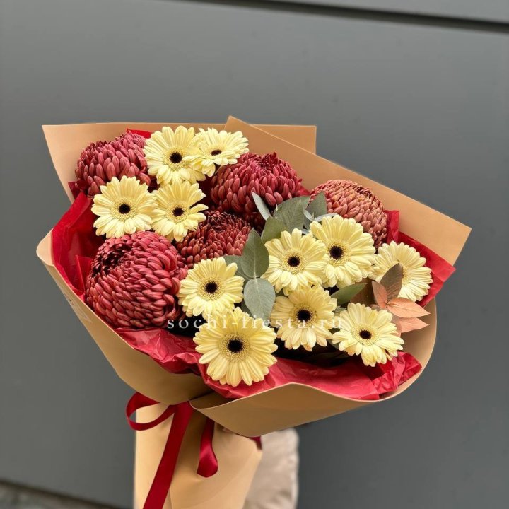 Букет гербер и хризантем Бигуди в Владикавказе