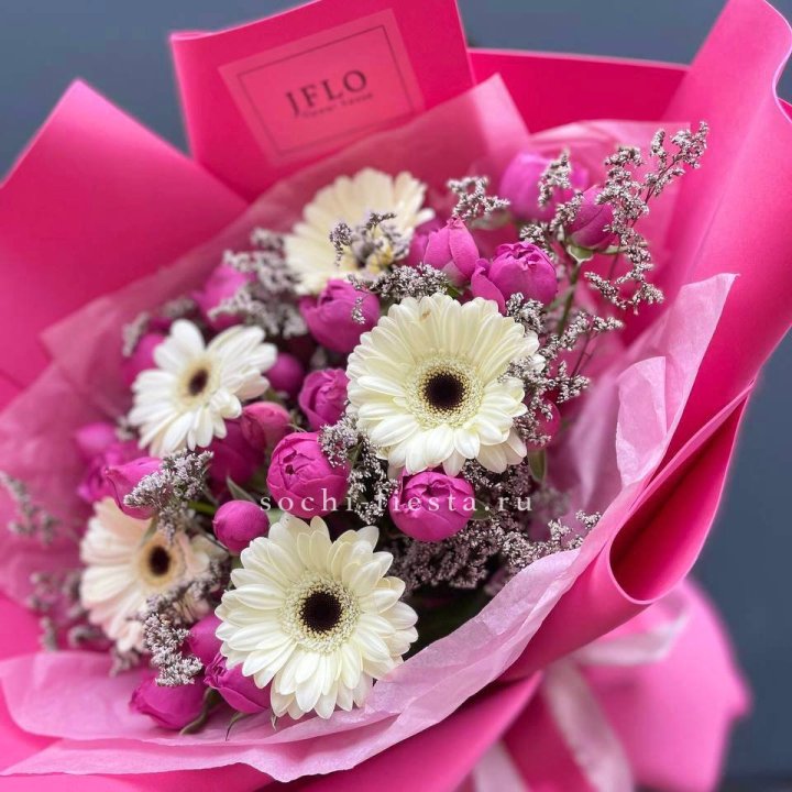 Букет гербер и мисти бабблс  в Владикавказе