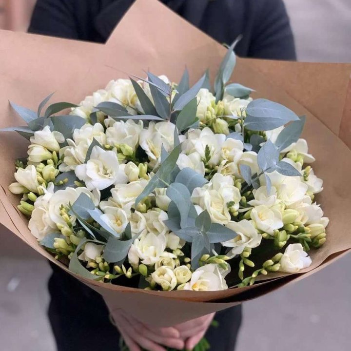 51 фрезия с эвкалиптом в Владикавказе