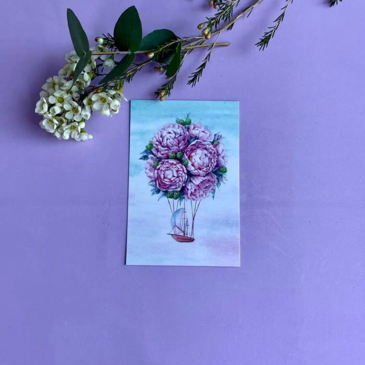 Открытка к букету "Пион" в Владикавказе