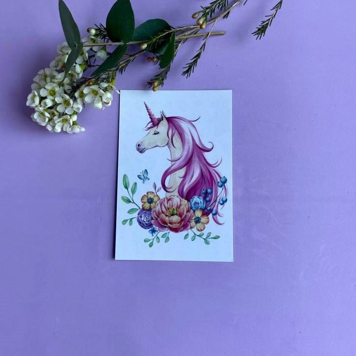 Открытка к букету "Единорог" в Владикавказе