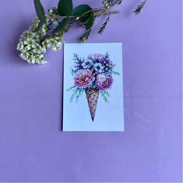 Открытка к букету "Цветочно-кремовый" в Владикавказе