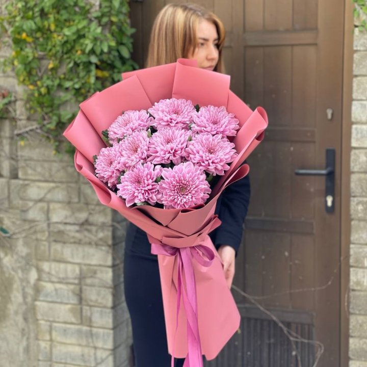 Букет хризантем розовый в Владикавказе