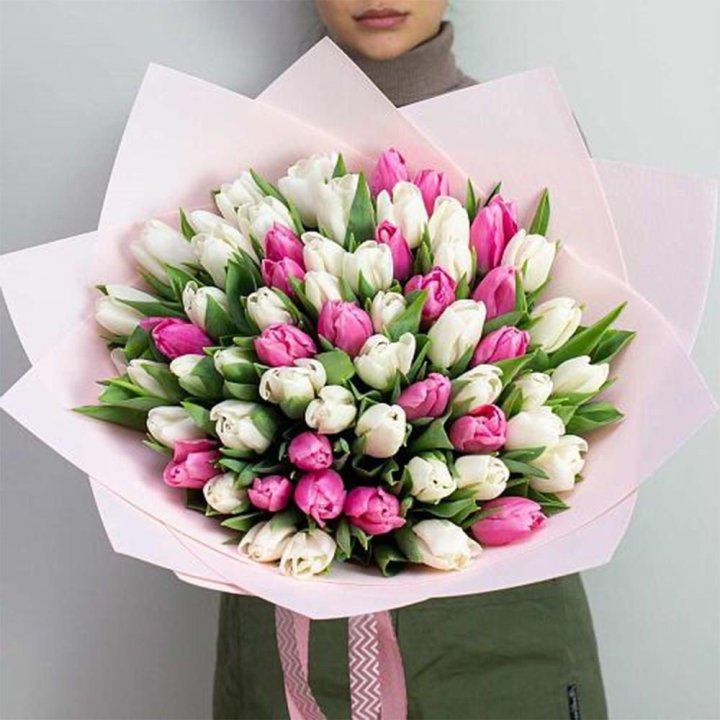 61 бело-розовый тюльпан в Владикавказе